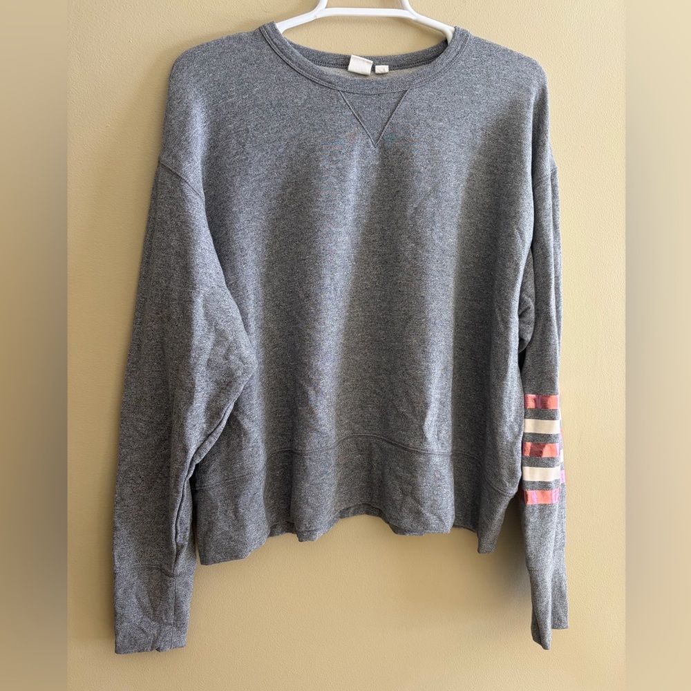 GAP Gray Sweatshirt with Striped Sleeve